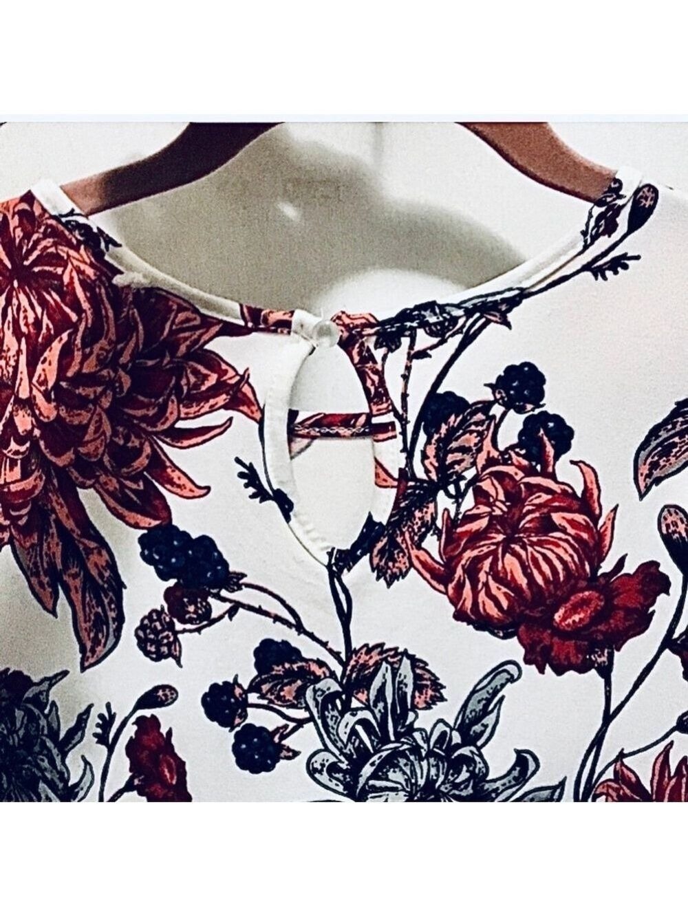 Floral Romper Jumpsuit White Red Black Pink - Picture 4 of 5